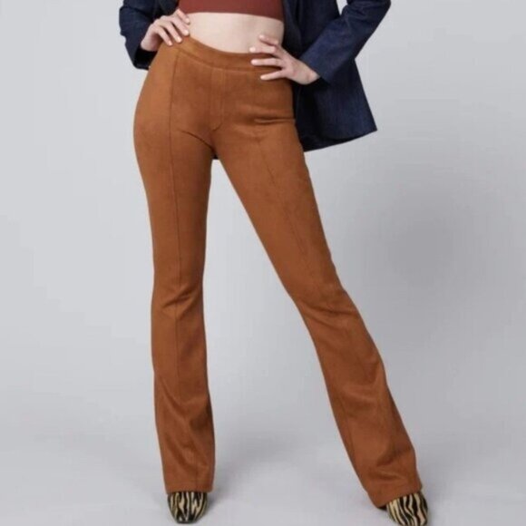 NWT Spanx Faux Suede Flare Pant Caramel, Size Small 2 - Picture 8 of 9